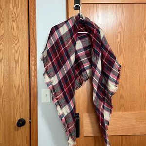 Pink , white ,blue blanket scarf.